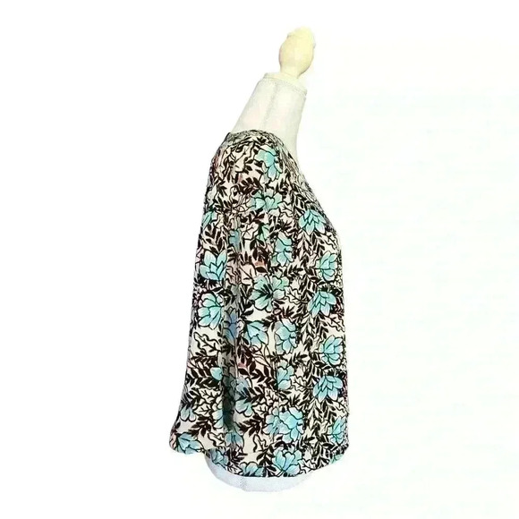 ELIZABETH AND JAMES NWT Floral Bell Half Sleeve Blouse Brown/Blue Size XS - Picture 4 of 6